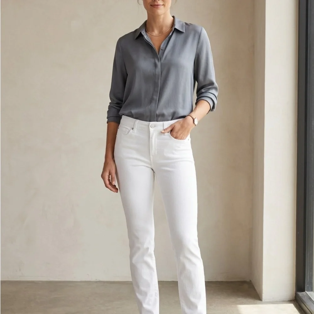Vince Camuto White Straight-Leg Jeans - Picture 1 of 4
